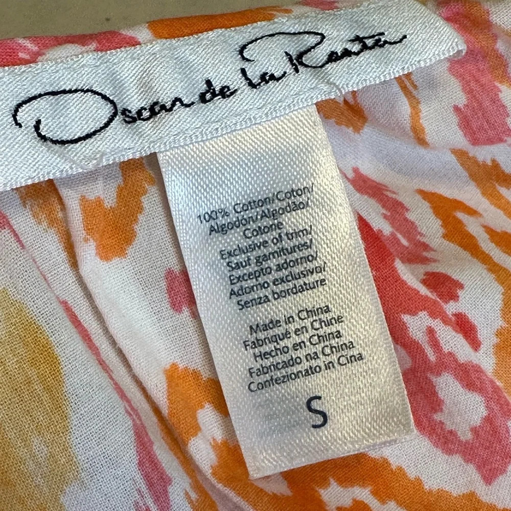 Oscar de‎ la Renta Ikat Cotton Slip Dress S | Boho Resort Summer Lounge - Picture 13 of 16